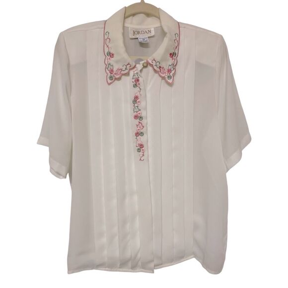 Jordan Sheer Floral Collar Detail Blouse Size 14 - Picture 1 of 8